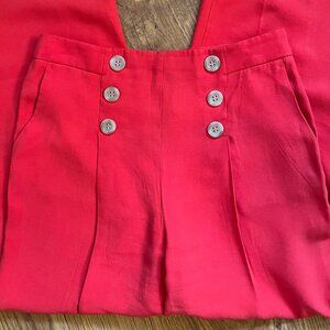 Ann Taylor The Petite Sailor Pant in Vermillion Kiss High Rise 4P